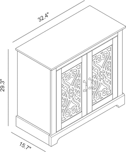 Galano Calidia 2 Door Sideboard, Kitchen Storage Sideboard Buffet Cabinet Console with Acrylic Mirror Doors & Adjustable Shelves, 15.67" D x 32.36" W x 29.29" H, Knotty Oak - LeafyLoom