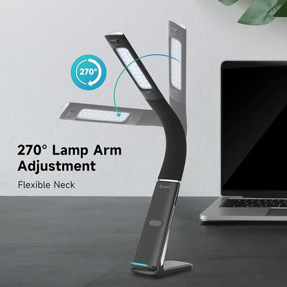 LED Desk Lamp with Wireless Charger, USB Charging Port, Stepless dimmable brightness, Natural Lights, Desk Lamps for Home Office, Table Lamp Eye Caring Reading Light, Gesture Control desk light - LeafyLoom