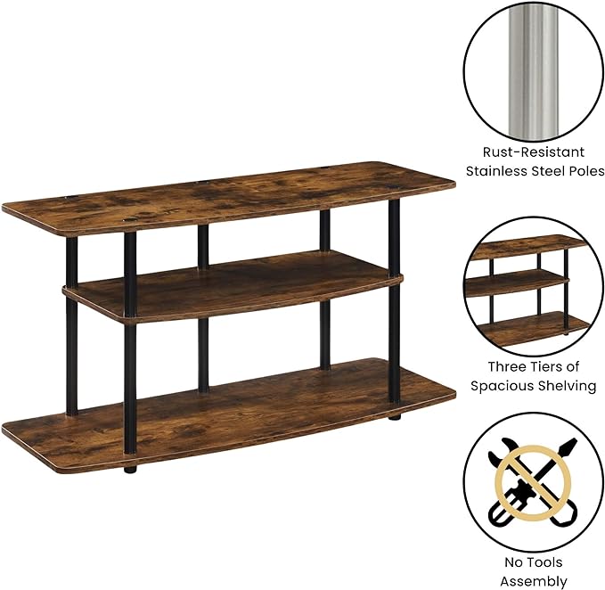 Convenience Concepts Designs2Go 3-Tier Wide TV Stand, 42", Barnwood/Black - LeafyLoom