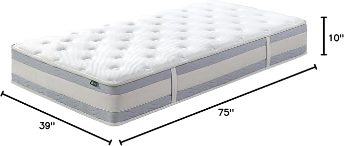 ZINUS 10 Inch Comfort Support Hybrid Mattress [New Version], Twin, Fiberglass free, Medium Plush, Motion Isolation, Certified Safe Foams & Fabric, Mattress in A Box - LeafyLoom