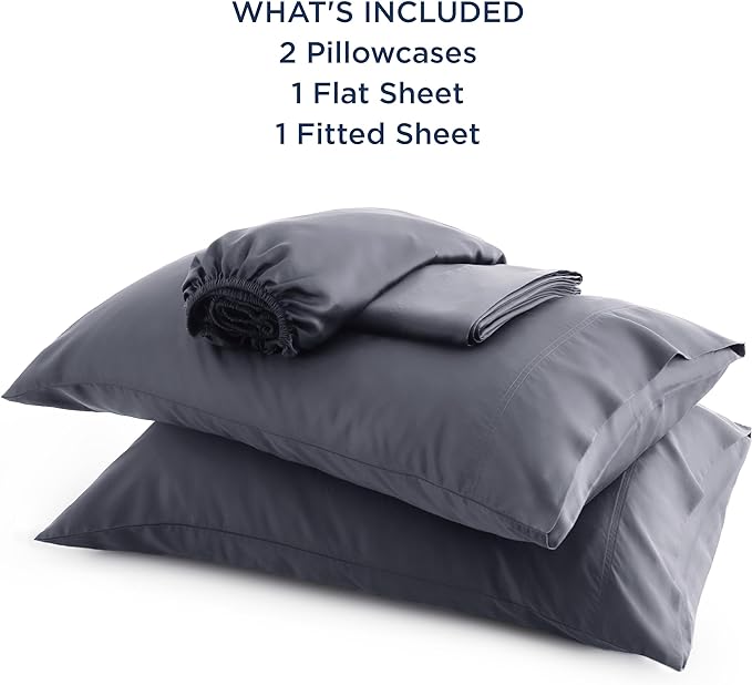 Bedsure Cooling Sheets for Full Size Bed, Viscose Derived from Bamboo, Deep Pocket up to 16", Breathable Soft Bed Sheets & Pillowcases, Dark Grey - LeafyLoom