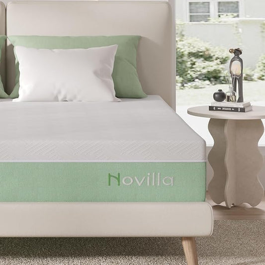 Novilla King Mattress,10 Inch Gel Memory Foam Mattress for Suppotive &Pressure Relieving, Medium Firm Feel Mattress in a Box,Bliss - LeafyLoom