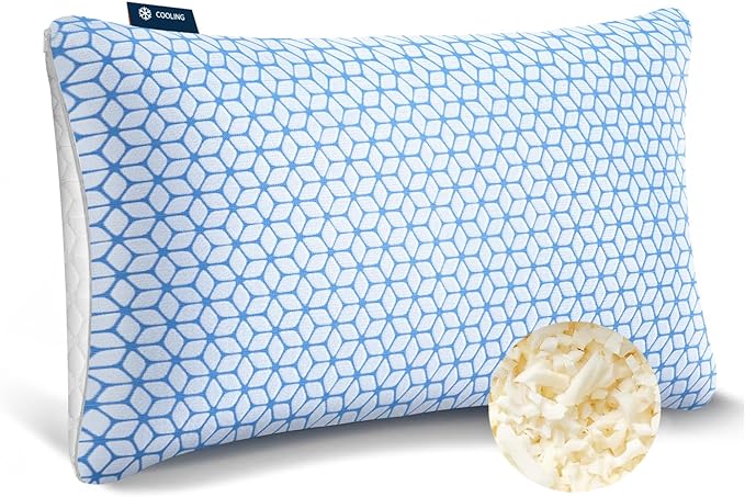 Bed Pillow Queen Size 1 Pack, Shredded Memory Foam Pillow Adjustable，Cooling Pillow Soft and Supportive for Side Back Stomach Sleepers - LeafyLoom