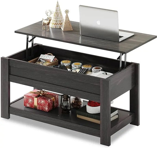 WLIVE Coffee Table, 39" Lift Top Coffee Table with Hidden Compartment and Storage Shelf for Living Room, Espresso - LeafyLoom