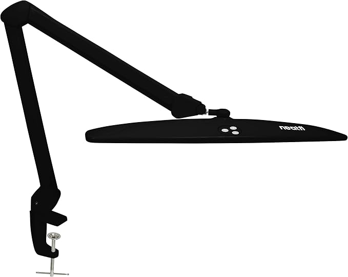 Neatfi Elite HD XL Task Lamp, 1360 Lumens, 84PCS SMD LED, 6500K, Super Bright Desk Lamp, Non-polar Dimming (Non-CCT with Clamp, Black, 22 Inches) - LeafyLoom