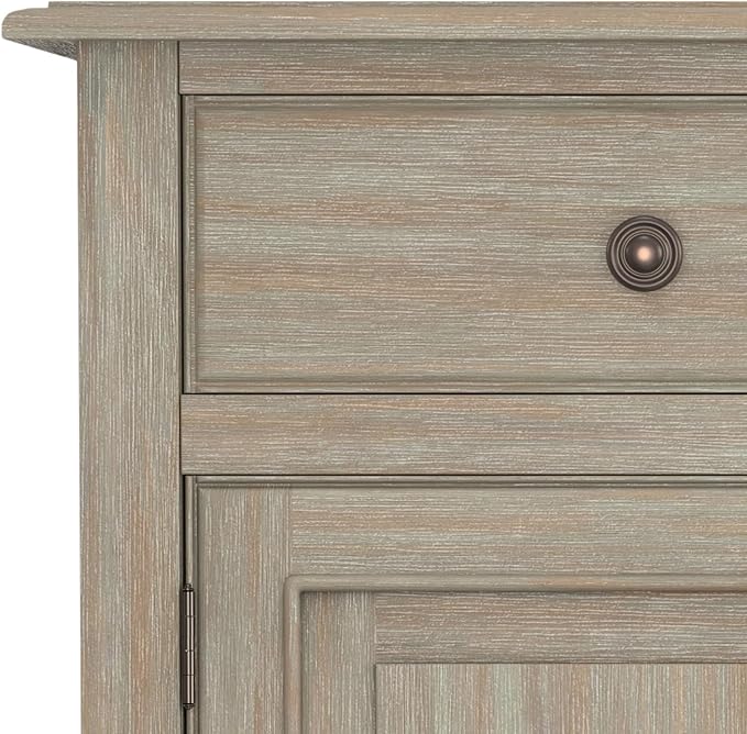 SIMPLIHOME Connaught SOLID WOOD 40 Inch Wide Traditional Entryway Storage Cabinet in Distressed Grey, For the Living Room, Entryway and Family Room - LeafyLoom