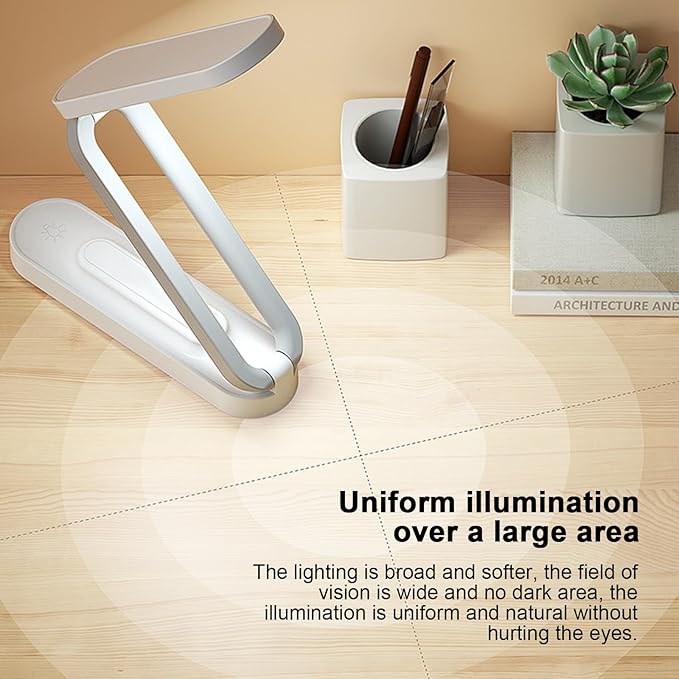 LED Desk Lamp for Office Home & Battery Operated Lamp Rechargeable Lamp Foldable & Portable Light, LED Desk Light Strip, 3 Brightness Dimmable Small Desk Lamp Wireless Reading Lamp - LeafyLoom