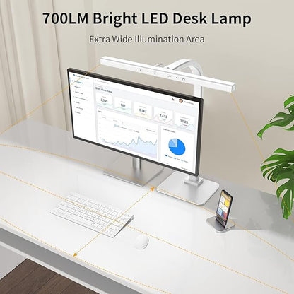 EppieBasic Led Desk Lamp,Architect Desk Lamps for Home Office, 12W Dimmable & 6 Color Modes Extra Bright Modern Table lamp with Base, Auto Dimming Overhead Desk Lighting for Workbench Monitor - LeafyLoom