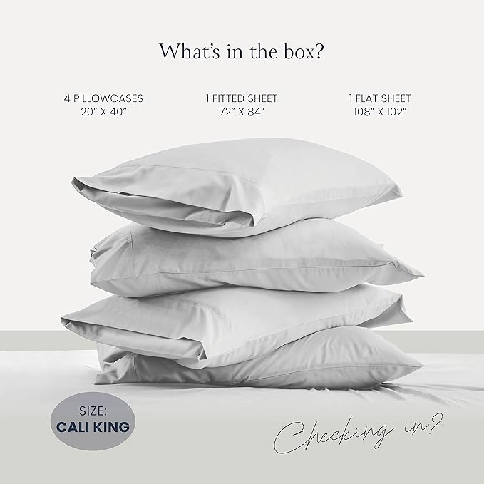 BELADOR Silky Soft Cali King White Sheet Set -Luxury 6 Piece Bed Sheets For California King Size Bed, Secure-Fit Deep Pocket Sheets With Elastic, Breathable Hotel Sheets & Pillowcase Set, Wrinkle Free - LeafyLoom