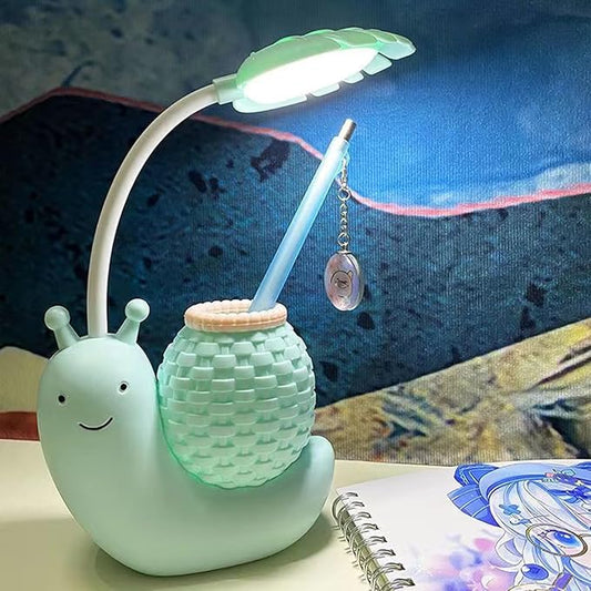 Cute Desk Lamp,Childrens Led Night Light, Portable Foldable Rechargeable Animal Table Lamp for Kids Students Desk with Lights (Blue) - LeafyLoom