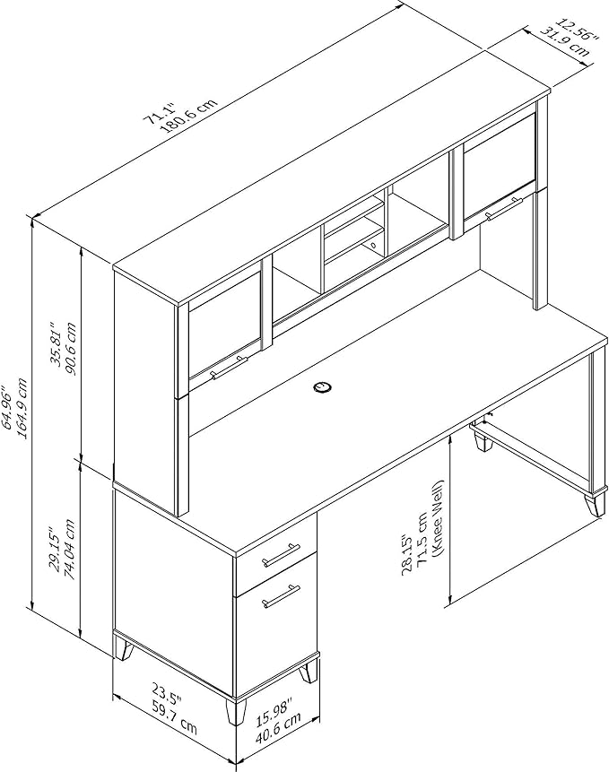 Bush Furniture Somerset 72W Office Desk with Drawers and Hutch in Ash Gray - LeafyLoom