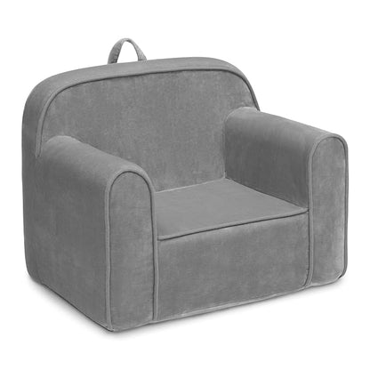 Delta Children Cozee Chair for Kids for Ages 18 Months and Up, Grey Mink Velvet - LeafyLoom