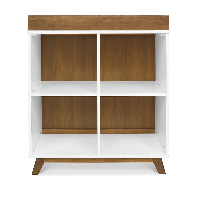 DaVinci Otto Convertible Changing Table and Cubby Bookcase in White and Walnut - LeafyLoom