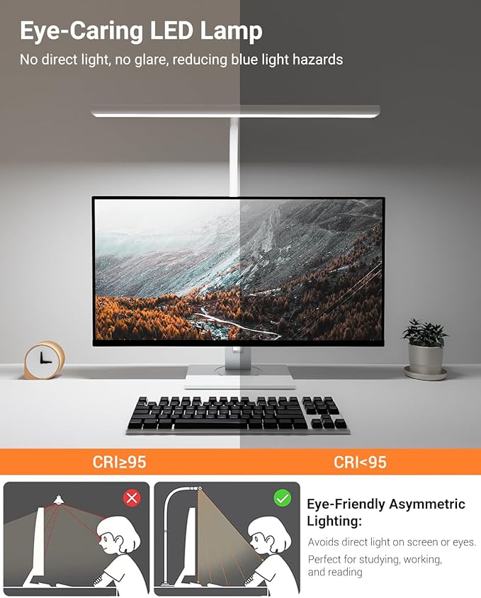 LED Desk Lamps for Home Office, Gooseneck Desk Lamps with Clamp, 30 Lighting Modes Adjustable, 18W Eye-Caring Desk Light, for Reading, Study, Workbench - LeafyLoom