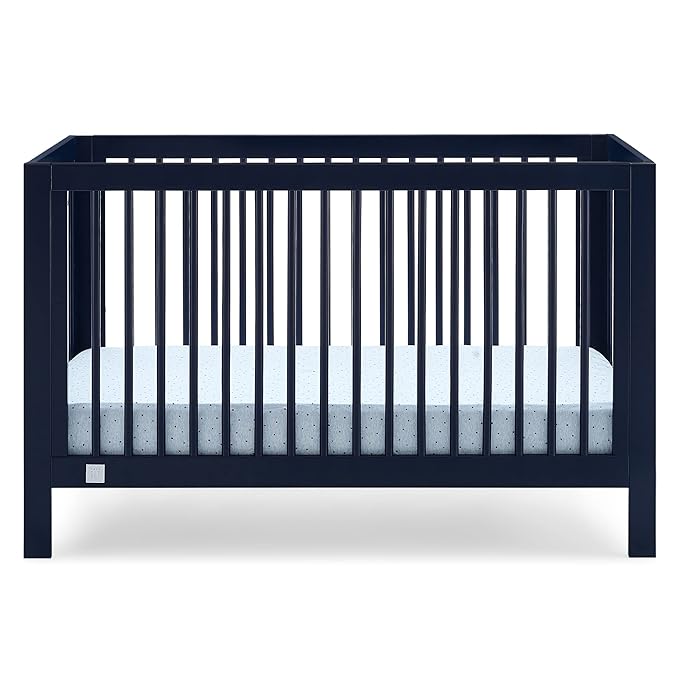 Delta Children babyGap Charlie 6-in-1 Convertible Crib + Brannan Bear Bookcase with Bins + Brannan Bear Wall Shelf with 4 Hooks, Navy (Bundle) - LeafyLoom