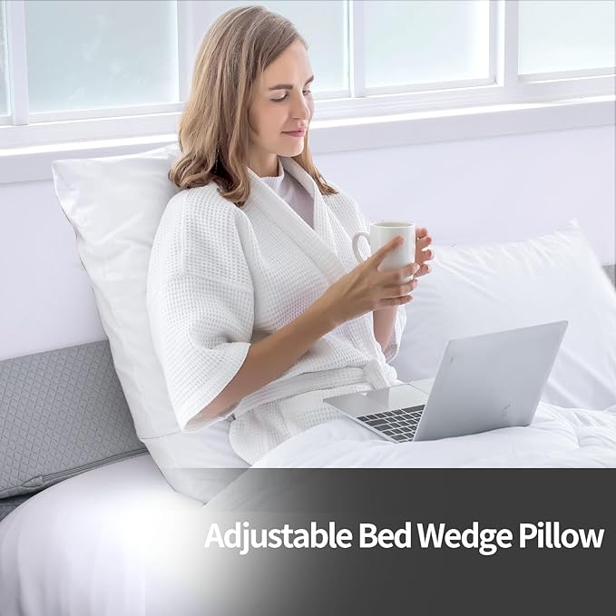 Pillow Wedge for Headboard Gap,Bed Gap Filler Twin Size,Foldable Bed Wedge Pillow for Headboard,Light Grey Bed Wedge Gap Filler,Foam Mattress Gap Filler,39"x6"x6" - LeafyLoom