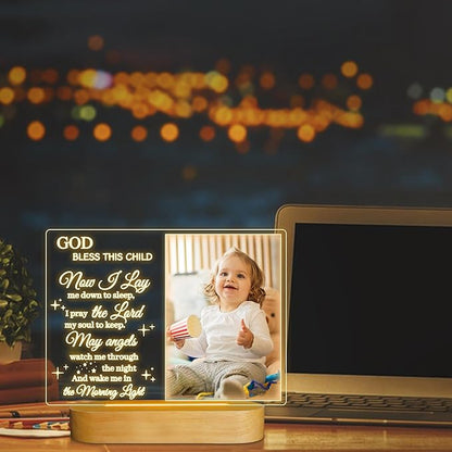 Attivolife Light up Picture Frame for Baby, Acrylic Photo Frame 3.5x5'' with LED Warm Night Light Desktop Decor Keepsake, Creative Gifts for Darling Birthday Newborn Birth Nursery Party Anniversary - LeafyLoom