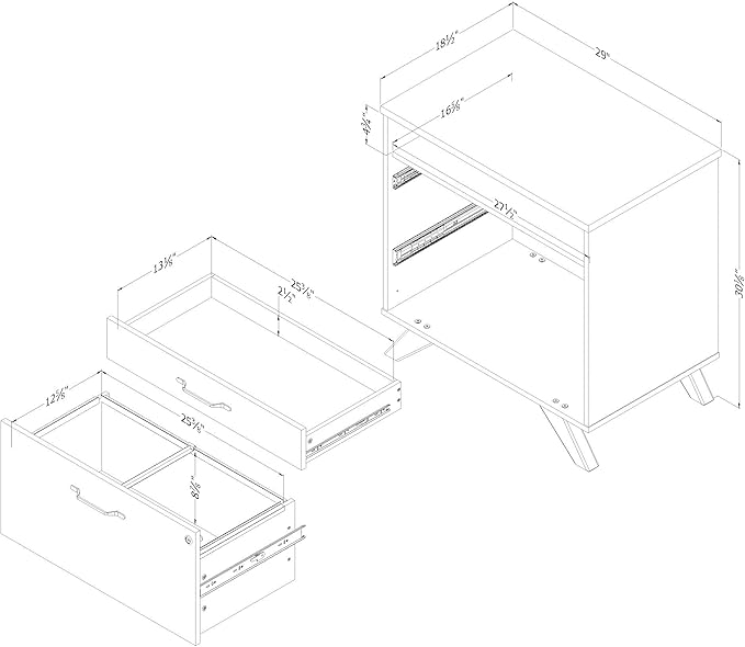 South Shore Helsy 2-Drawer File Cabinet, Lateral, Soft Elm and White - LeafyLoom