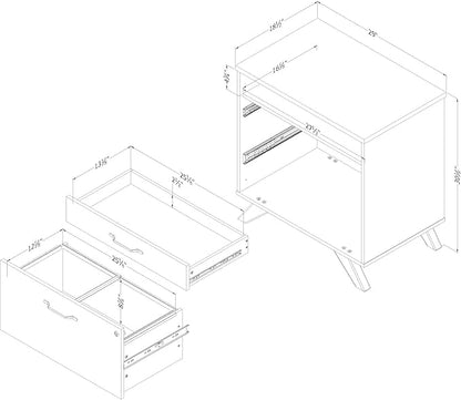 South Shore Helsy 2-Drawer File Cabinet, Lateral, Soft Elm and White - LeafyLoom