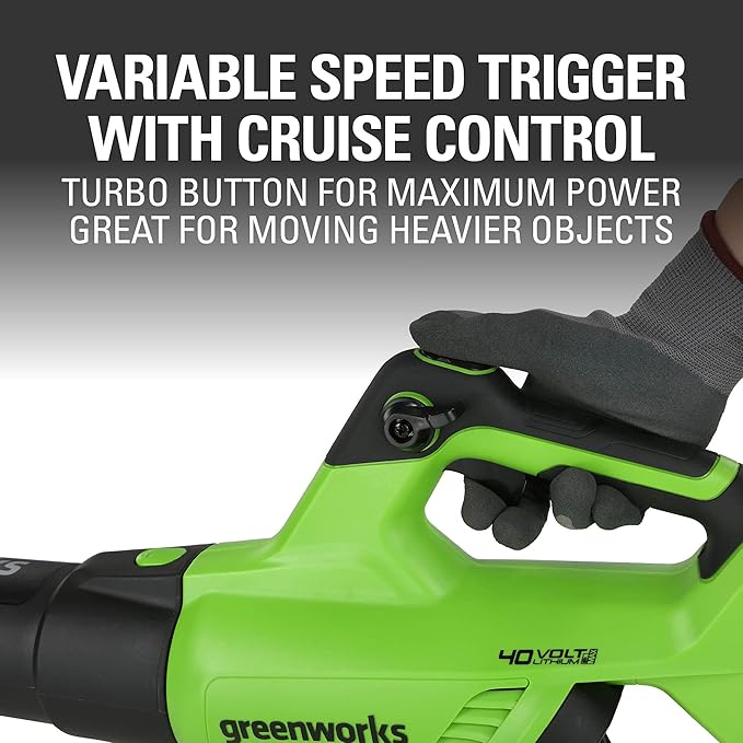 Greenworks 40V (120 MPH / 500 CFM / 75+ Compatible Tools) Cordless Axial Leaf Blower, Tool Only - LeafyLoom