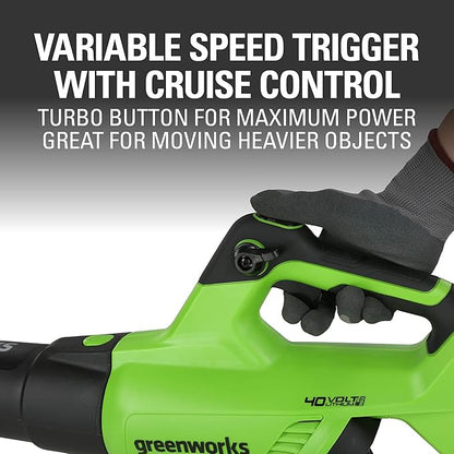 Greenworks 40V (120 MPH / 500 CFM / 75+ Compatible Tools) Cordless Axial Leaf Blower, Tool Only - LeafyLoom