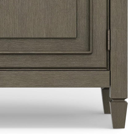 SIMPLIHOME Connaught SOLID WOOD 40 inch Wide Traditional Entryway Storage Cabinet in Farmhouse Grey for the Living Room, Entryway and Family Room - LeafyLoom