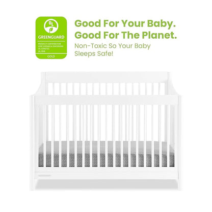 Delta Children Brooks 6-in-1 Convertible Crib - Greenguard Gold Certified, Bianca White - LeafyLoom