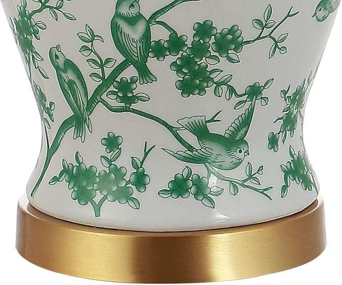 JONATHAN Y JYL3005B Penelope 22" Chinoiserie Classic LED Table Lamp Cottage Traditional Bedside Desk Nightstand for Bedroom Living Room Office College Bookcase LED Bulb Included, Green/White - LeafyLoom