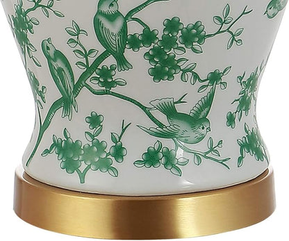 JONATHAN Y JYL3005B Penelope 22" Chinoiserie Classic LED Table Lamp Cottage Traditional Bedside Desk Nightstand for Bedroom Living Room Office College Bookcase LED Bulb Included, Green/White - LeafyLoom