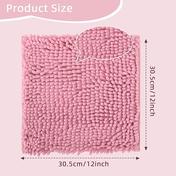 Locker Rug school girl rugs Carpet Chenille 100% Microfiber Locker Carpet with Non Skid Backing Locker Decorations (Pink, 12X12) - LeafyLoom