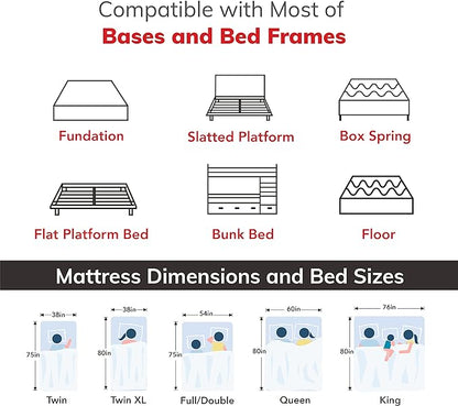 EGOHOME 12 Inch Twin XL Mattress, Gel Cooling Memory Foam Mattress for Back Pain Relief, Manchester United Mattress Bed in a Box, Made in USA, CertiPUR-US Certified, 38”x80”x12” White - LeafyLoom