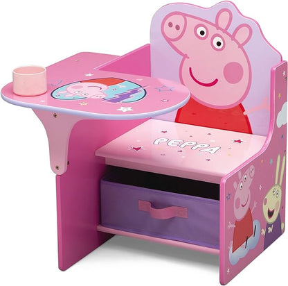 Delta Children Chair Desk with Storage Bin - Ideal for Arts & Crafts, Snack Time, Homeschooling, Homework & More, Peppa Pig - LeafyLoom