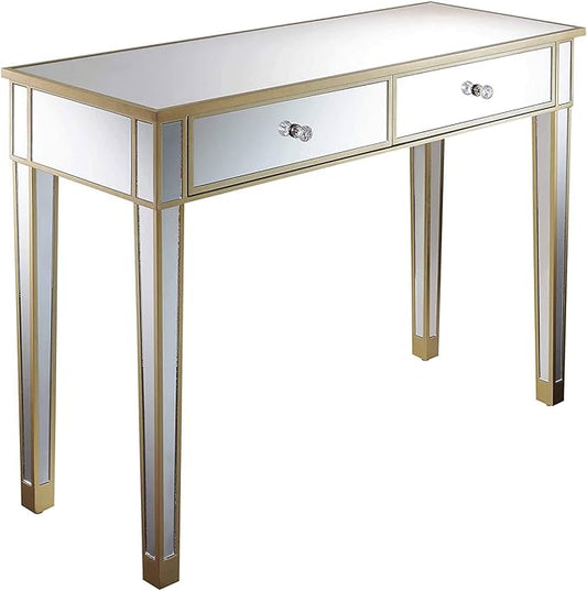 Convenience Concepts Gold Coast Desk, Champagne/Mirror - LeafyLoom