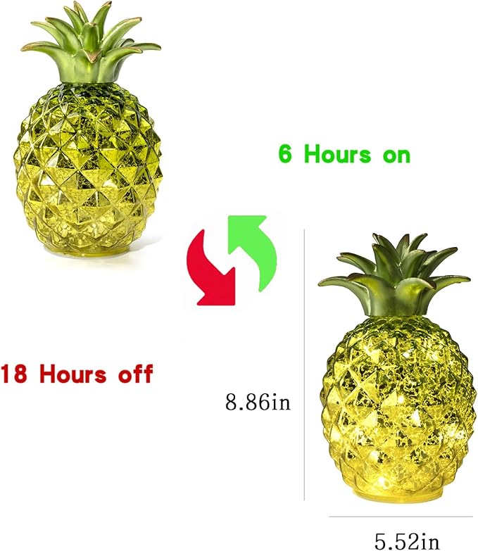 Life has light，Mercury Glass Pineapple lamp, Night Light with Timer, Glass Desk lamp for Bedroom, Dressing Table, Living Room, Children's Room, Coffee Table, Holiday Decoration, Gifts for Women. - LeafyLoom