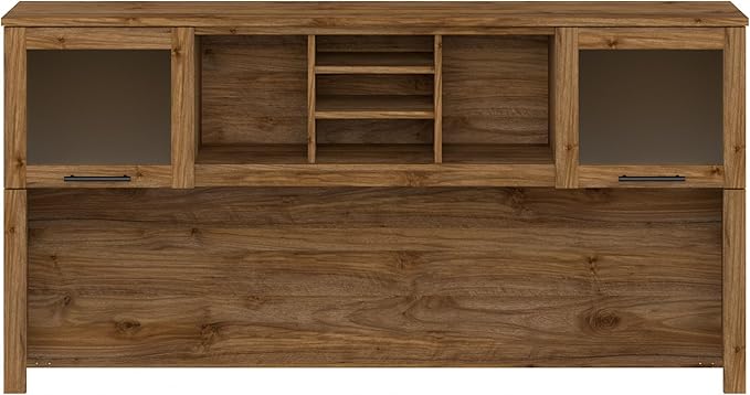 Bush Furniture Somerset Desk Hutch, Attachment with Shelves and Cabinets for Home Office, 72W, Fresh Walnut - LeafyLoom