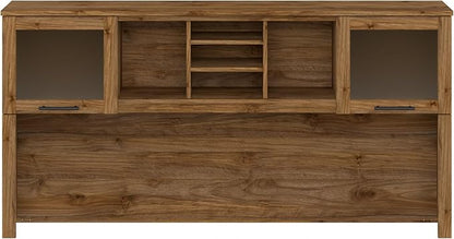 Bush Furniture Somerset Desk Hutch, Attachment with Shelves and Cabinets for Home Office, 72W, Fresh Walnut - LeafyLoom