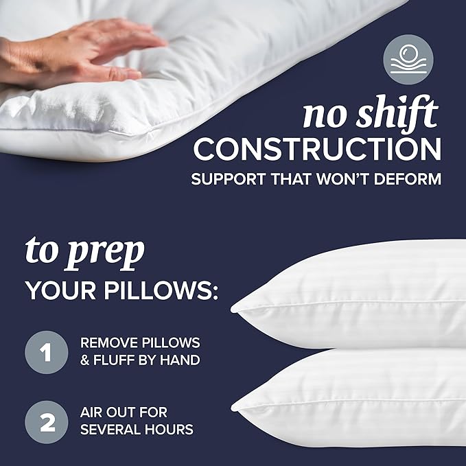 Beckham Hotel Collection Bed Pillows Standard / Queen Size Set of 2 - Down Alternative Bedding Gel Cooling Pillow for Back, Stomach or Side Sleepers - LeafyLoom