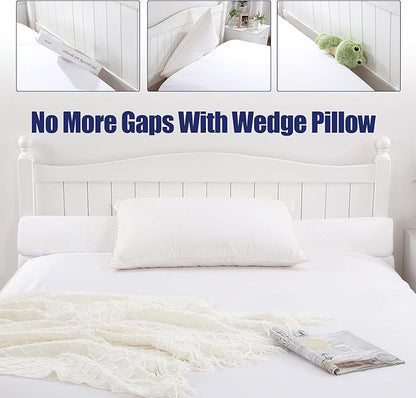 HOMBYS Wedge Pillow Headboard for Bed Gap,Foldable Bed Wedge Gap Filler Queen Size,Matterss Gap Filler,Multi Functional Bed Crack Pillow, Fill The Gap (0-7") Between Your Headboard and Mattress,White - LeafyLoom