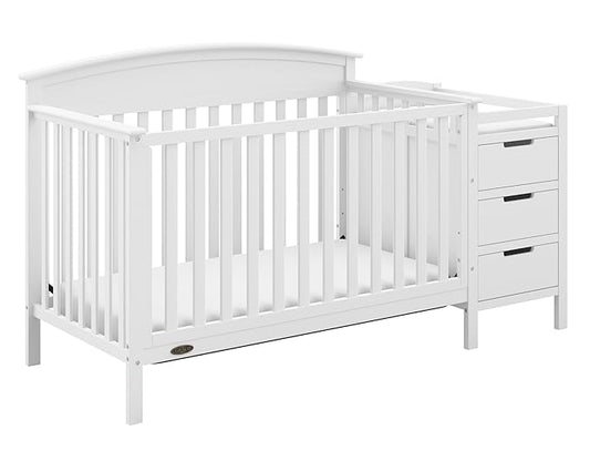 Graco Benton 4-in-1 Convertible Crib and Changer (White) – Crib and Changing Table Combo, Includes Water-Resistant Changing Pad, 3 Drawers, Converts to Toddler Bed, Daybed and Full-Size Bed - LeafyLoom