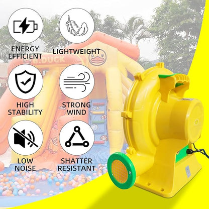 1100Watt/1.5HP High Power Air Blower for Large Inflatables, GONFLABLE Inflatable Bounce House Blower, Portable Fan Pump Blower Corded Commercial for Bouncy Castle, Jumper, Water Slide - LeafyLoom