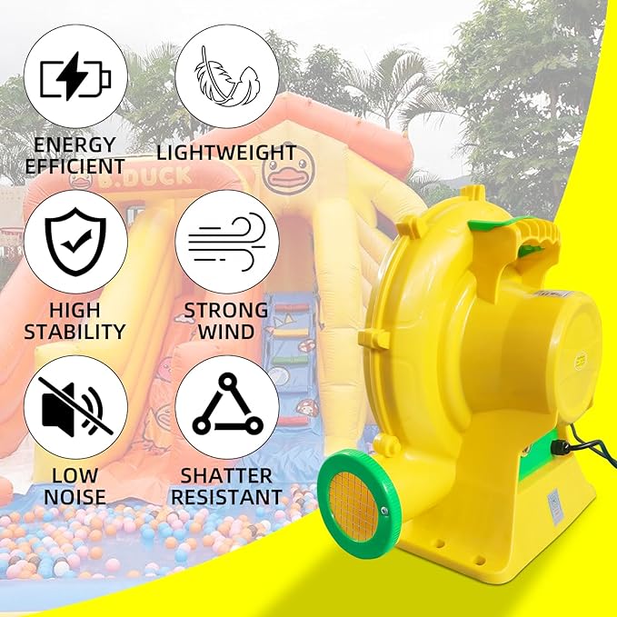 Air Blower, 950W 1.25HP Bounce House Blower, Portable Pump Fan Blower Perfect for Inflatable Bounce House, Bouncy Castle, Jumper, Water Slide, Blower Corded(950 Watt 1.25HP) - LeafyLoom