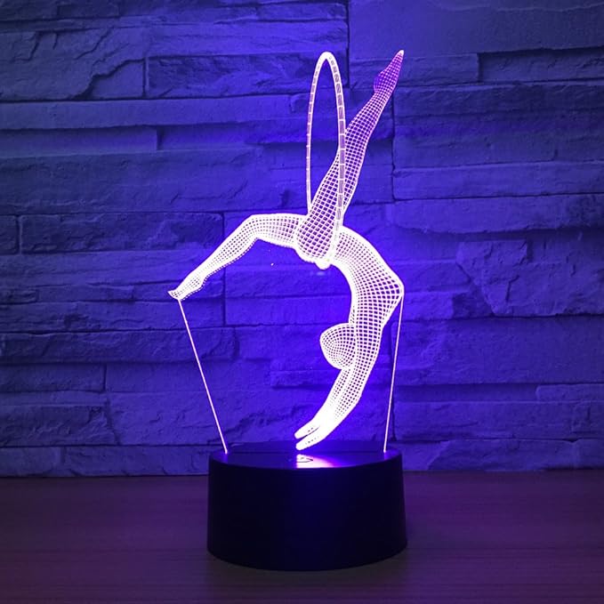 Gymnastics 3D Optical Illusion Lamp 7 Colors Change Timing Remote Control and Touch Button LED Table Desk Lamp for Home Bedroom Decoration - LeafyLoom