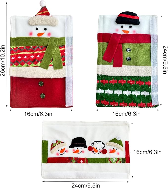 3 Piece Set Christmas Snowman Refrigerator Door Handle Covers Appliance Handle Covers Christmas Decorations Fits Standard Size Kitchen Refrigerator Microwave Oven Or Dishwasher PTFNY