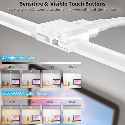 KableRika Desk lamp,Double Head LED Desk Lamp with Clamp,Architect Desk Lights for Home Office,Eye-Caring Desktop Office Lamp 4-Brightness 4-Color Table Lamp for Monitor Workbench Reading White - LeafyLoom