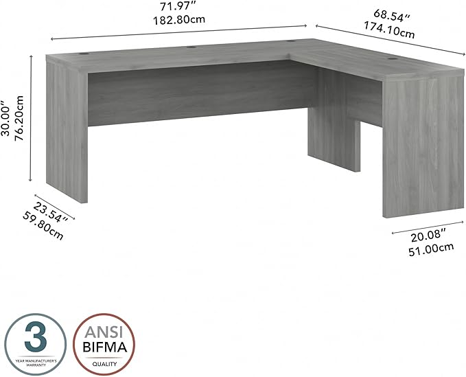 Bush Business Furniture Echo L Shaped Computer Desk, 72W, Modern Gray - LeafyLoom