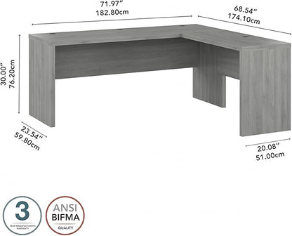 Bush Business Furniture Echo L Shaped Computer Desk, 72W, Modern Gray - LeafyLoom