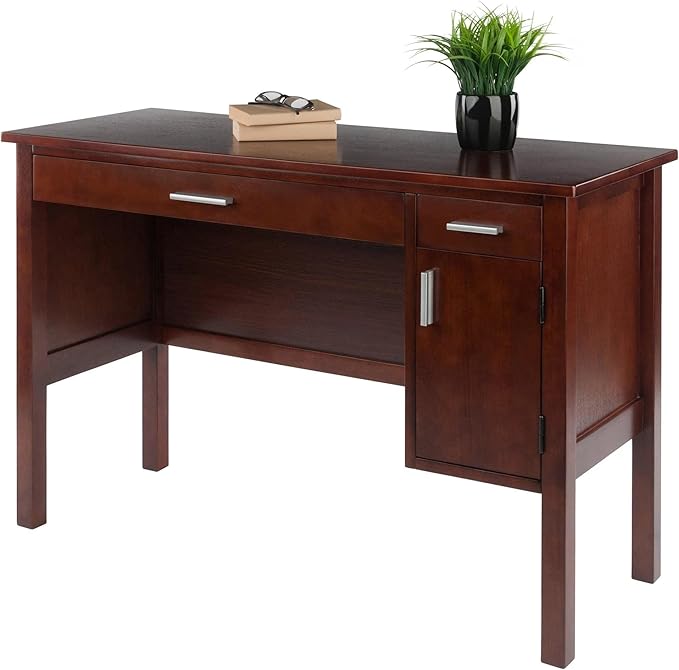 Winsome Wood Emmett Writing Desk, Walnut - LeafyLoom