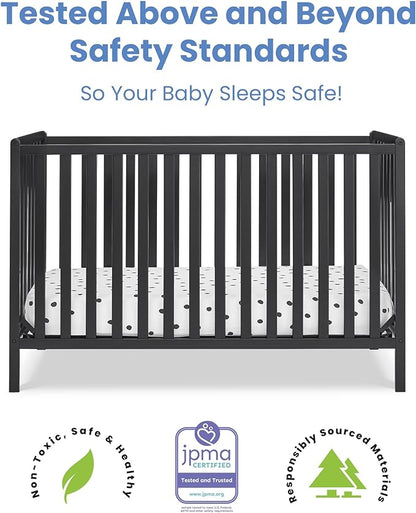 Delta Children Heartland 4-in-1 Convertible Crib, Black - LeafyLoom