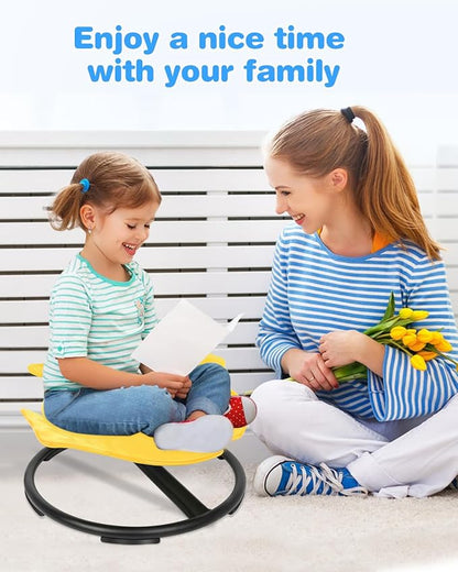 Kids Swivel Chair, Spin Sensory Chair, Spin Chair for Kids Autism,Yellow Metal Base Wobble Stool for Improving 3+ Years Old Kid's Physical Coordination, Ideal Companion for Autism Children - LeafyLoom