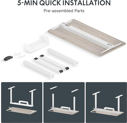 FLEXISPOT Standing Desk Quick Assembly Electric Stand Up Desk Whole-Piece Desktop Ergonomic Memory Controller Height Adjustable Desk(White Frame + 40" Grey Wood Grain Desktop) - LeafyLoom